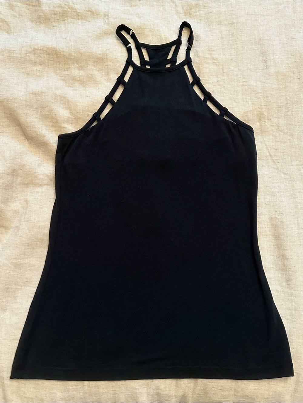 Nomads Bamboo Halter Black Strappy High-Neck Women's Tank Top